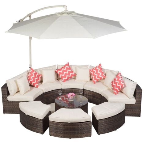 Monaco Luxury Large Rattan Garden Sofa Set - Brown