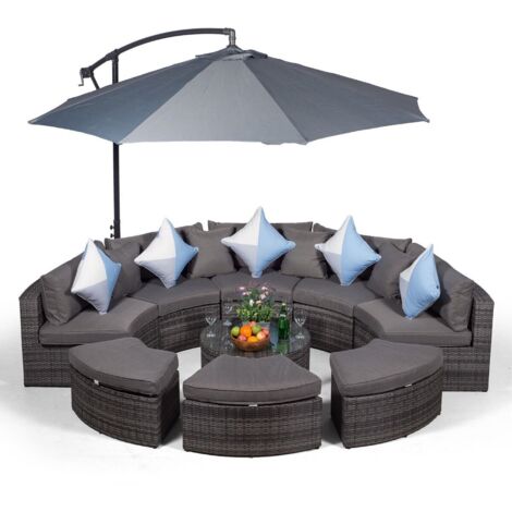 Monaco Luxury Large Rattan Garden Sofa Set - Grey