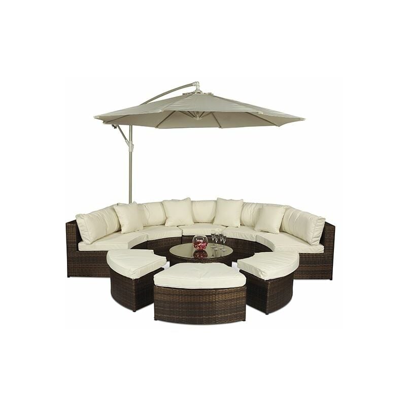 Monaco Rattan Garden Furniture [Semi Circle Sofa Set]