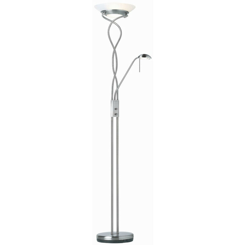 Monaco - Mother and Child Floor Lamp Satin Chrome, Opal Glass, G9 - Endon