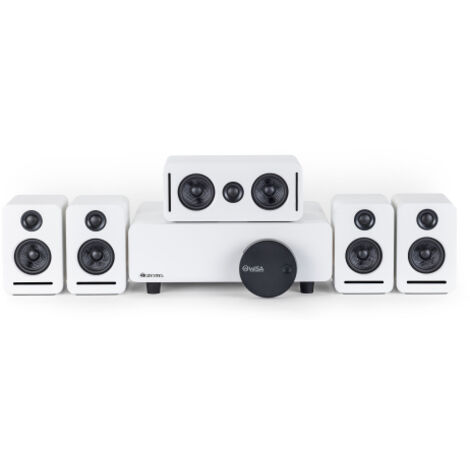 Monaco – Système Home Cinéma 5.1 Sans Fil Dolby Atmos – WiSA Low Latency – Audio Haute Définition 24 bits – Certifié THX – Blanc