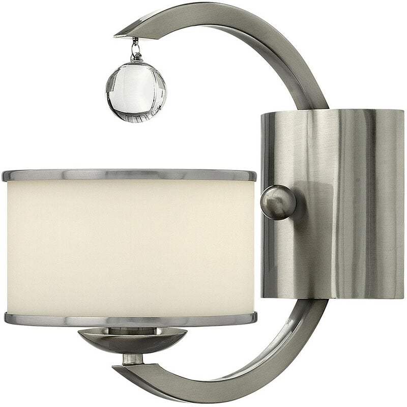 Elstead - Monaco - 1 Light Wall Light Brushed Nickel Glass Shade, E14