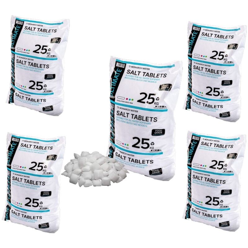 Monarch Water - Monarch Ultimate Water Softener Salt Tablets 5 x 25kg Bags - Food Grade Salt