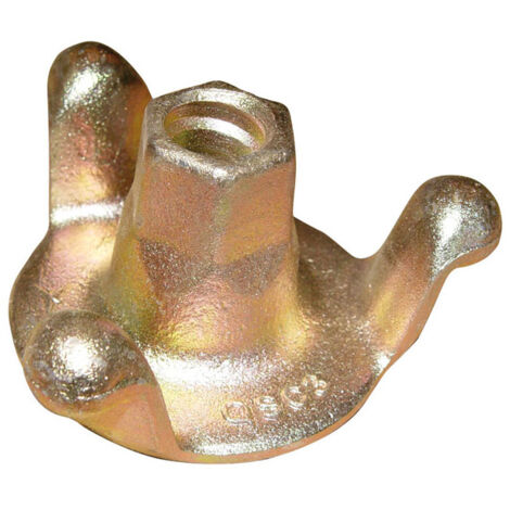 Moncoffrage – Écrou cylindrique à 3 ailettes en acier forgé zingué – Base 65 mm – Filetage Ø 17 mm pour tiges de coffrage – Fixation béton durable