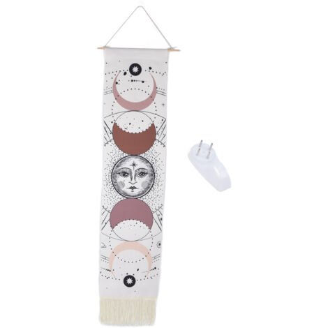 Mond-Wandbehang aus Baumwolle mit Fransen, festliche Heimdekoration, Modell C