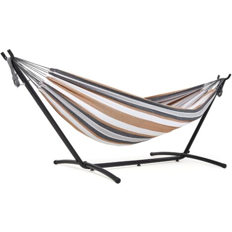 Mondeer Amaca da Campeggio con Supporto Amaca da Giardino per Esterni in Tessuto Singolo con Telaio in Metallo con Borsa Portatile e Accessori, Capacità di Carico 200 Kg, per Viaggi, Patio