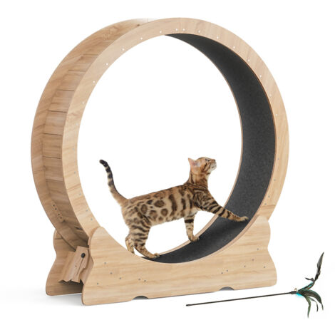 Mondeer – Arbre à chat roue d'exercice grande taille – Tapis amovible silencieux – Dimensions 110x36x117cm – Pour chats jusqu'à 22kg
