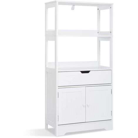 Mondeer Armadietto Alto e Midi per Il Bagno, Legno ingegnerizzato, Bianco, 60 x 30 x 121cm