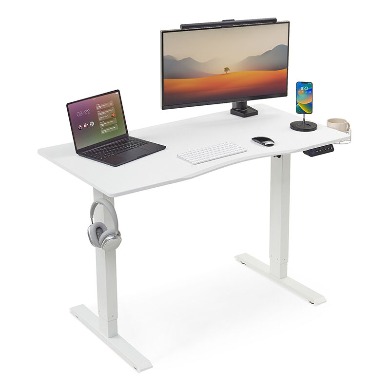 Mondeer - Bureau assis debout Électrique de 120 x 60 cm bureau réglable en hauteur avec 3 réglages de mémoire en hauteur blanc