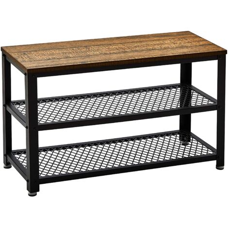 Mondeer – Étagère à chaussures 3 niveaux – Rangement pour 9 paires – Structure en fer et panneau E1 – Dimensions 70 x 30 x 45 cm