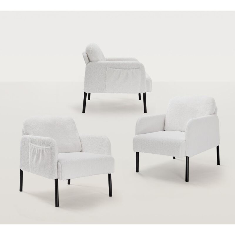 Autres fauteuils casual armchair single sofa style scandinave laine de mouton blanc Mondeer