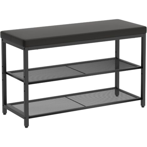 Mondeer Panca Scarpiera Metallo, Nero, 80 x 30 x 50 cm