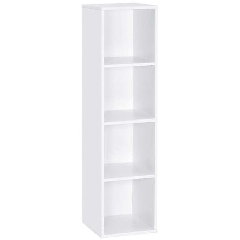 Mondeer Scaffale Aperto, Libreria Scaffale a 4 Ripiani, Stoccaggio in Legno, Scaffale a Quattro strani/Multistrato, Adatto per uffici, Studio, Soggiorno, Bianca