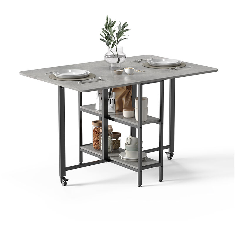 Mondeer - Table pliante mobile table de cuisine multifonctionnelle 120 x 80 x 75 cm Gris