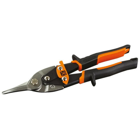 Mondelin – Cisaille à tôle type aviation – Longueur de lame 250mm – Coupe précise pour profilés – Manche bi-matière toucher soft
