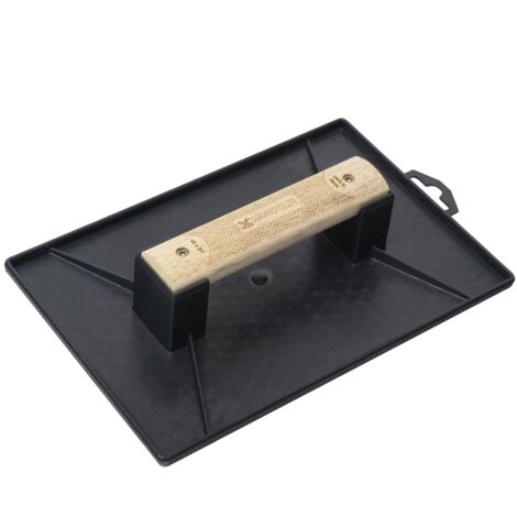 Mondelin – Taloche rectangulaire noire 18x27 cm – Poignée en bois pour finition lisse – Matériau plastique recyclé pour plâtrage