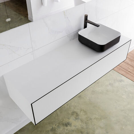 ALAN 200cm mueble de baño Urban 2 cajones lavabo suspendido Doble sin  orificio, color Talc.