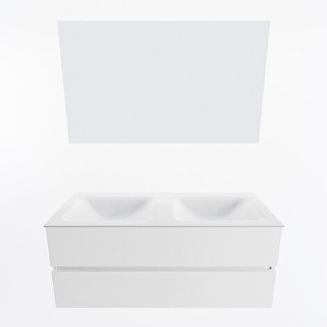 VICA 60cm mueble de baño Marquina 2 cajones. Lavabo DENIA Centro 1 orificio  color Blanco brillo