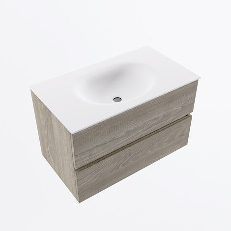 VICA 80cm mueble de baño Marquina 2 cajones. Lavabo MOON Centro