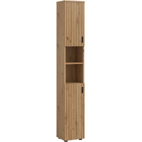Mone Hochschrank Bad 2 Türen, 2 Regale Eiche Dekor.
