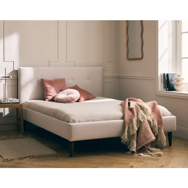 Bestmobilier - Monet - lit - 140x190 - sommier inclus - en tissu - beige