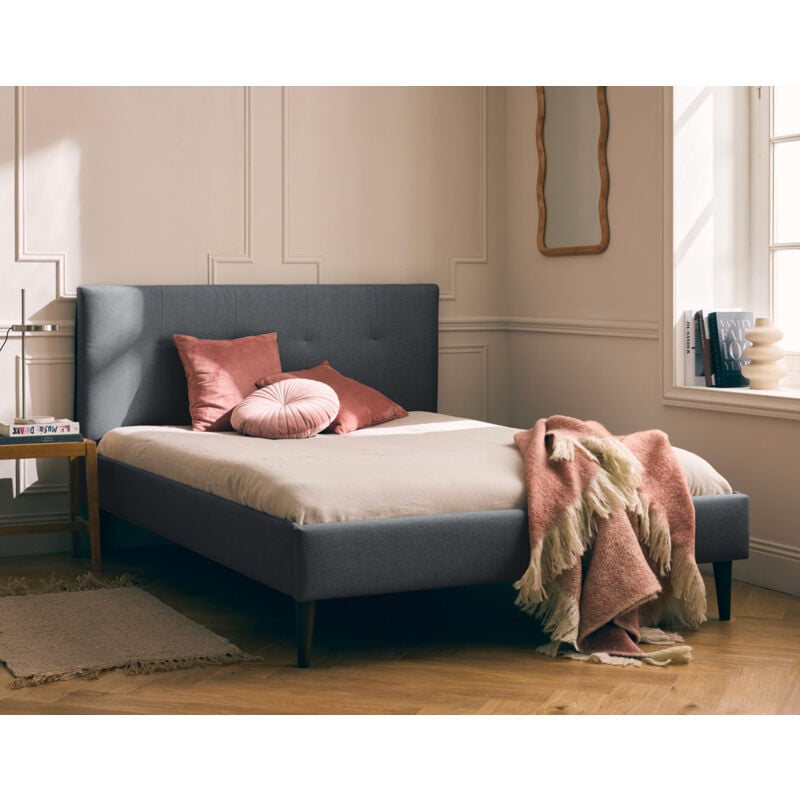 Bestmobilier - Monet - lit - 160x200 - sommier inclus - en tissu - gris anthracite