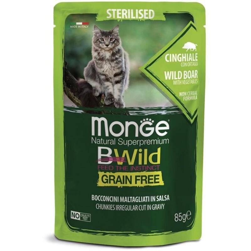Monge Bwild Cat Sterilisiertes Wildschwein Mit Gemüse In Sauce 85 G