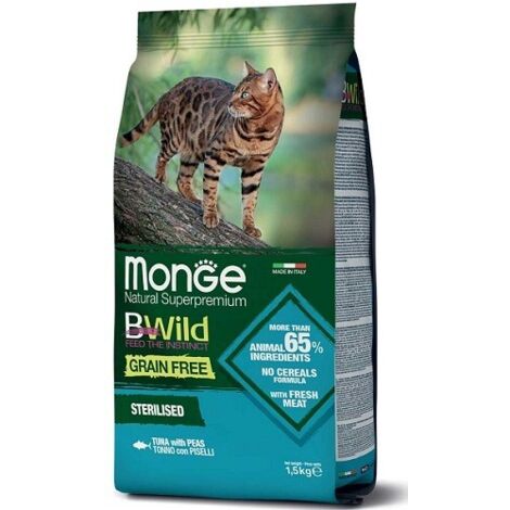 Monge Cat Bwild Grain Free Adult Sterlizzato Tonno e Piselli  - Monge Cat Bwild Grain Free Adult Sterlizzato Tonno e Piselli - Sacco Da 1,5 Kg