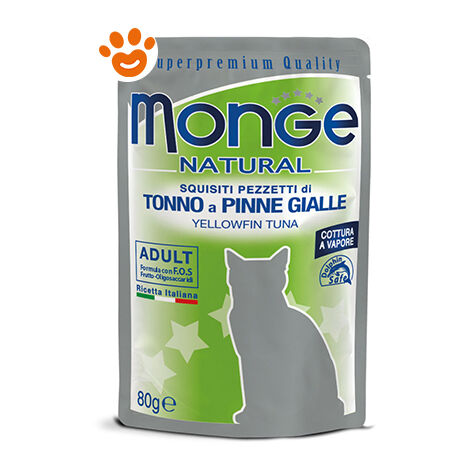 Monge Cat Natural Superpremium Adult Tonno a Pinne Gialle  - Monge Cat Natural Superpremium Adult Tonno a Pinne Gialle - Bustina Da 85 Gr
