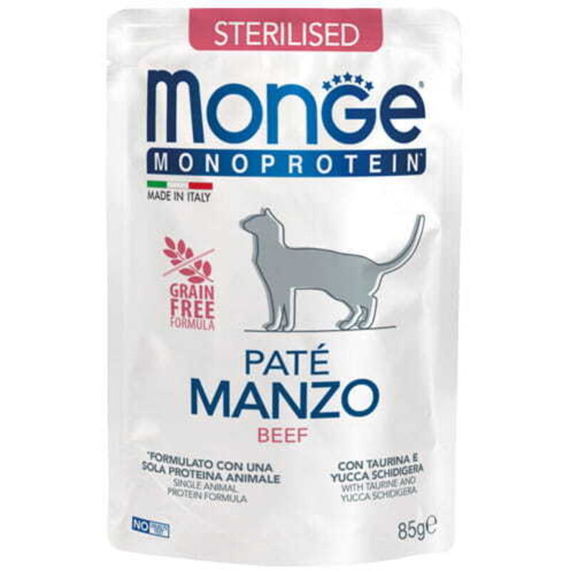Monge Cat Sterilisierte Monoprotein-Rindfleischpastete 85 G