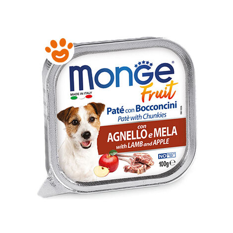 Monge Dog Fruit Adult Agnello e Mela  - Monge Dog Fruit Adult Agnello e Mela - Vaschetta Da 100 Gr