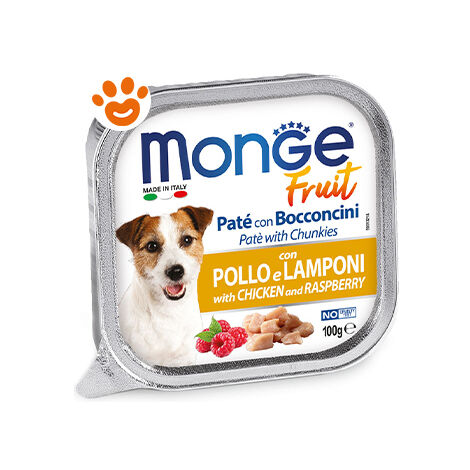 Monge Dog Fruit Adult Pollo e Lamponi  - Monge Dog Fruit Adult Pollo e Lamponi - Vaschetta Da 100 Gr