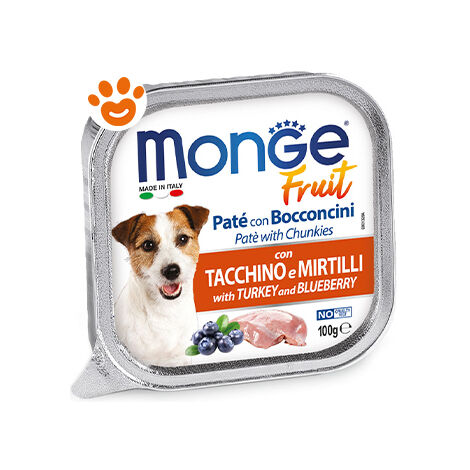 Monge Dog Fruit Adult Tacchino e Mirtilli  - Monge Dog Fruit Adult Tacchino e Mirtilli - Vaschetta Da 100 Gr