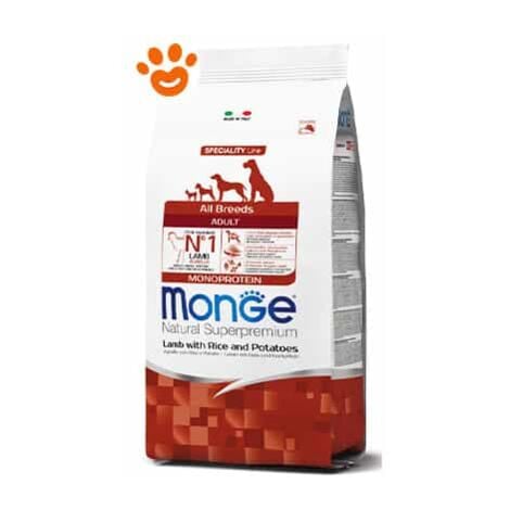 Monge Dog Natural Superpremium Adult All Breeds Agnello Riso e Patate  - Monge Dog Natural Superpremium Adult All Breeds Agnello Riso e Patate - Sacco Da 12 Kg