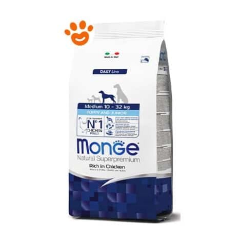 Monge Dog Natural Superpremium Medium Puppy e Junior Pollo  - Monge Dog Natural Superpremium Medium Puppy e Junior Pollo - Sacco Da 12 Kg