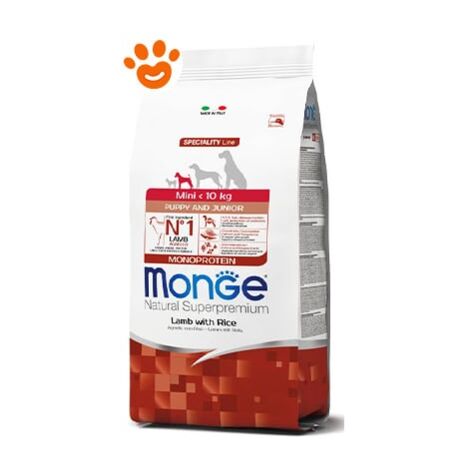 Monge Dog Natural Superpremium Puppy e Junior Mini Agnello  - Monge Dog Natural Superpremium Puppy e Junior Mini Agnello - Sacco Da 7,5 Kg