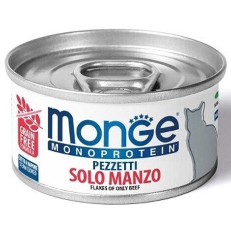 Monge Gatto Monoproteico Sfilaccetti Lattina 80gr Solo Manzo