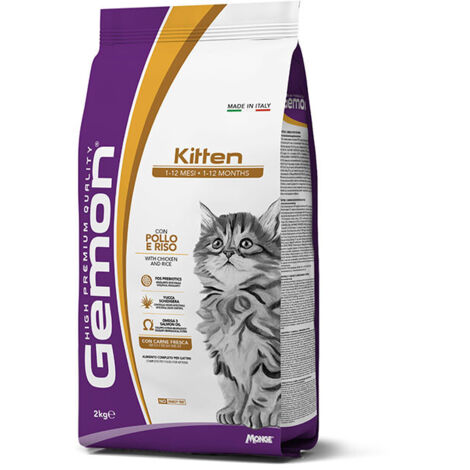 Monge Gemon Cat Kitten con Pollo e Riso  - Monge Gemon Cat Kitten con Pollo e Riso - Sacco Da 2 Kg