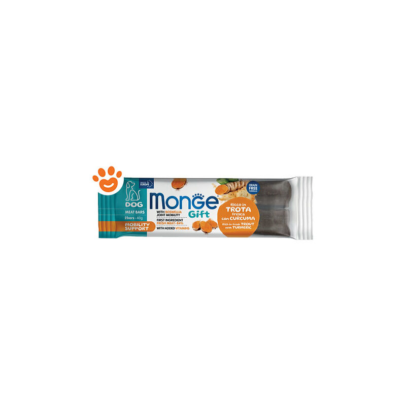 Monge Dog Gift Meat Bars Mobility Support Trota Con Curcuma Omaggio...