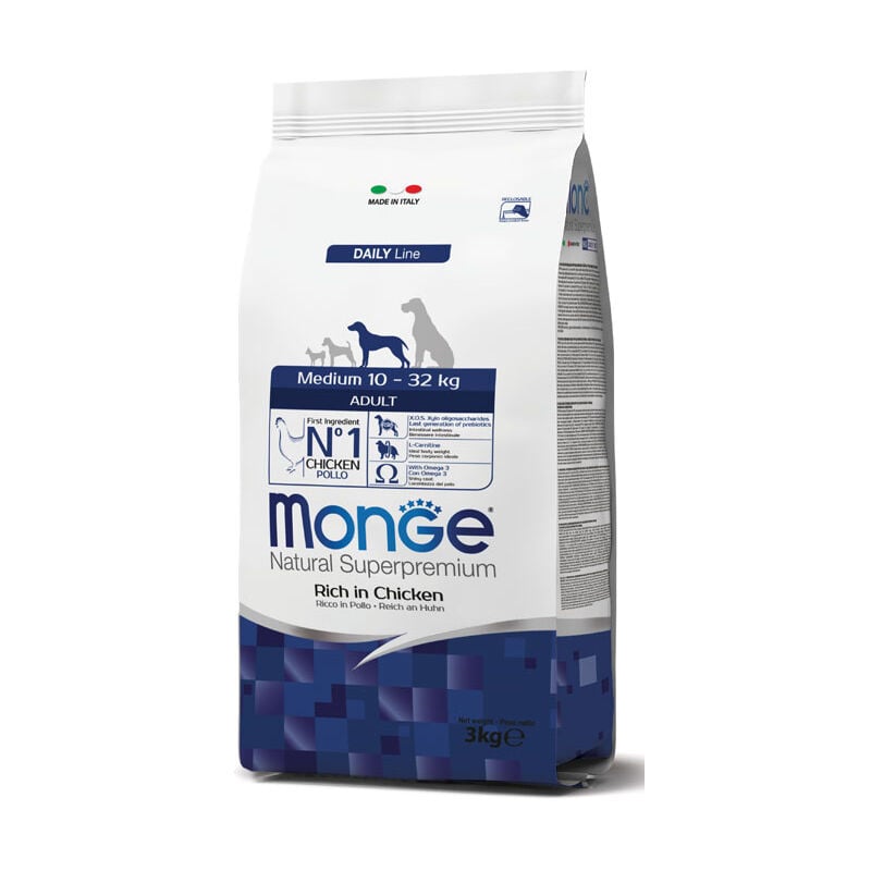 Monge - Medium Puppy & Junior Croquettes pour chien 12 kg 100 % naturel