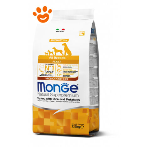 Monge Monoprotein Tacchino con Riso e Patate 2,5kg