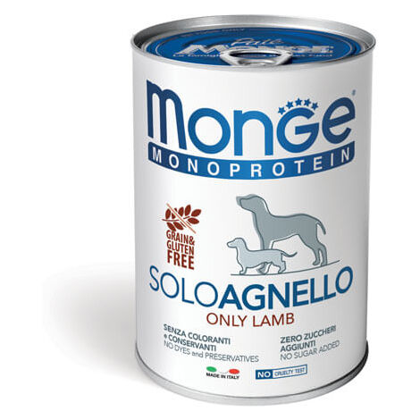 Monge Monoprotéique Solo Agneau Aliment Humide pour Chiens 12 x 400 g