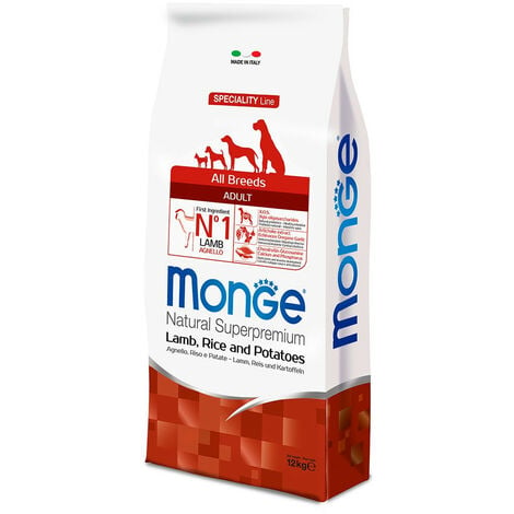 MONGE Natural Superpremium per Cane Adult All Breeds con Agnello Riso e Patate da 12 Kg