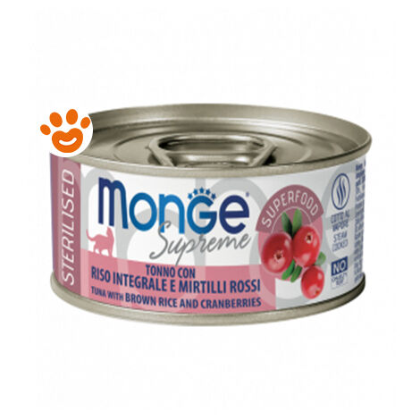 Monge Supreme Cat Adult Serilised Tonno con Riso Integrale e Mirtilli Rossi  - Monge Supreme Cat Adult Serilised Tonno con Riso Integrale e Mirtilli Rossi - Lattina Da 80 Gr