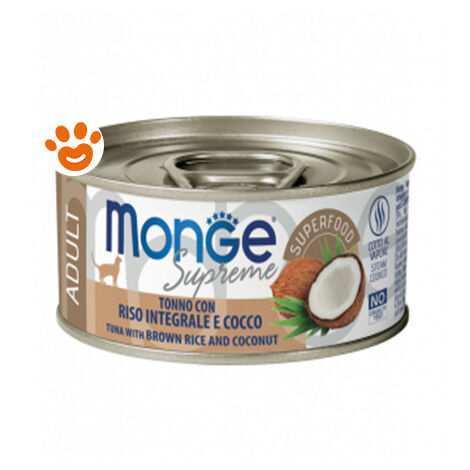 Monge Supreme Cat Adult Tonno con Riso Integrale e Cocco  - Monge Supreme Cat Adult Tonno con Riso Integrale e Cocco - Lattina Da 80 Gr