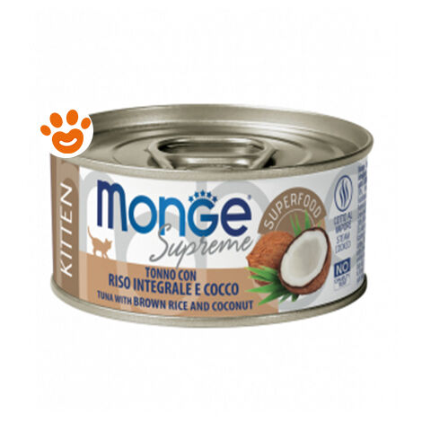 Monge Supreme Cat Kitten Tonno con Riso Integrale e Cocco  - Monge Supreme Cat Kitten Tonno con Riso Integrale e Cocco - Lattina Da 80 Gr