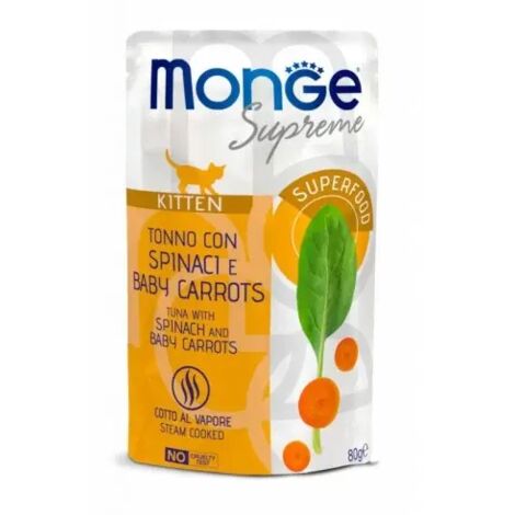 Monge Supreme Kitten Thunfisch mit Spinat und Mini-Karotten 80g