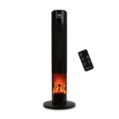 MONHOUSE 33" Tower Fan Electric Heater - PTC Ceramic LCD Display - Remote Control - Black