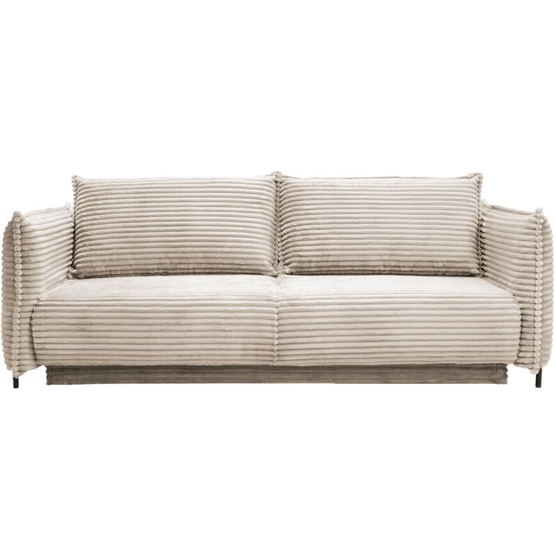 Mobilier Deco - monica - Canapé 3 places convertible avec coffre velours gros côtelé beige
