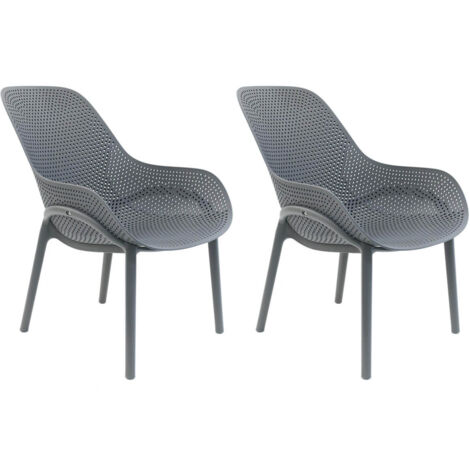 MONICA - Lot de 2 Fauteuils Coque Plastique Grise